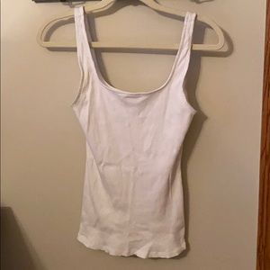 Express One Eleven white ribbed tank
